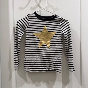 Crewcuts Black and White Striped Tee with Gold Star